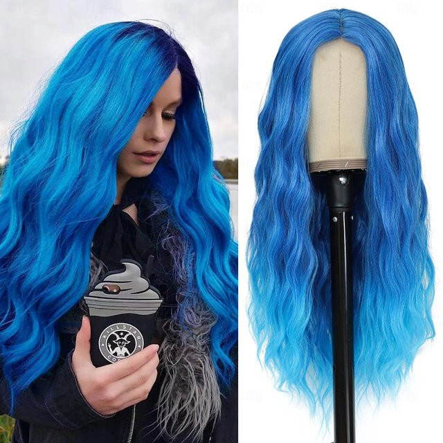 hairjoy Perücke, Ombre-blau, gewellt, 66 cm, Damen - Bild 1