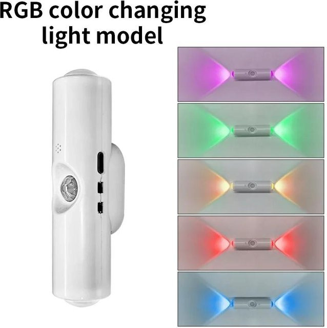YJMP Super Lighting 2er-Set wiederaufladbare magnetische LED-Nachtlichter mit Bewegungssensor und RGB-Sonnenuntergangseffekt in Multicolour für Schrank, Treppe und Flur - Bild 1