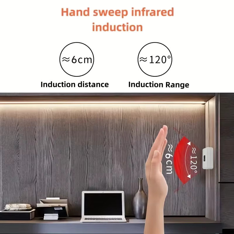 Smart USB LED Streifen mit Hand-Scan-Sensor und Dimmer, Warmweiß, DC 5V Hintergrundbeleuchtung für TV und Wohnbereich - Bild 3
