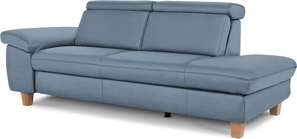 Recamiere vito TONGA L-Form in Beige oder Blau mit Eichenholz-Gestüt