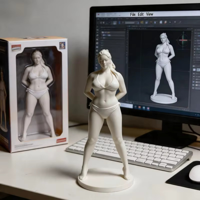 CELEBON 3D-Gedruckte Göttin-Figur im Badeanzug als stereoskopische Desktop-Skulptur, Farbe: Weiß, Höhe: 12,0 cm, Breite: 12,0 cm, Tiefe: 12,0 cm - Bild 3