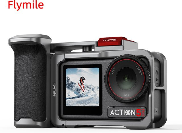 Flymile Metallkäfig Kameragriffhalter für DJI Action 5 Pro und Action 4 in Schwarz - Bild 1