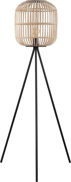 Eglo Stehleuchte in Schwarz im Vintage-Design aus Stahl und Naturholz mit E27 Fassung - Bild 1
