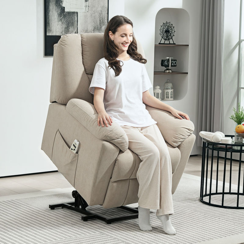 HOMCOM Relaxsessel mit Massagefunktion und Heizung in Beige mit USB-Anschluss und verstellbarer Rückenlehne - Bild 2
