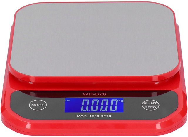 TOMTOP JMS WHB28 Elektronische Digitalwaage für die Küche mit LCD-Display, Rot, bis 10 kg mit 1 g Genauigkeit, wiederaufladbar - Bild 1
