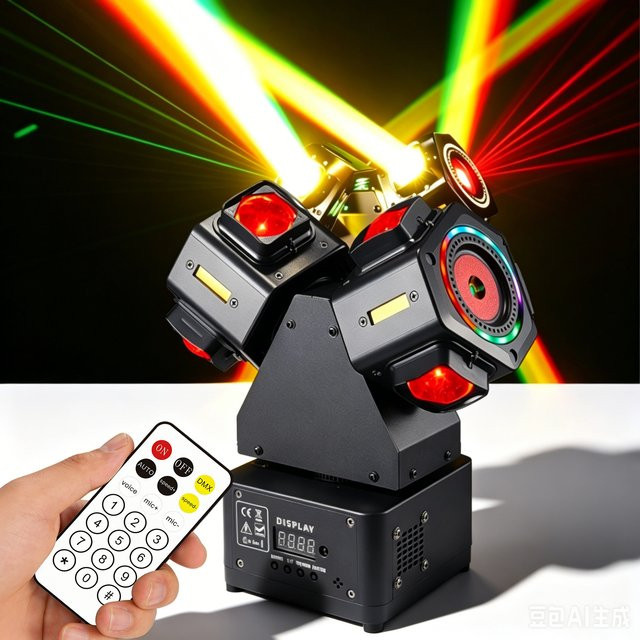 QUNAO Dual-Head Mini Moving Head Light mit 120W LED, Laser und Stroboskop, RGB-Farben, DMX512 und Soundaktivierung, Schwarz - Bild 1