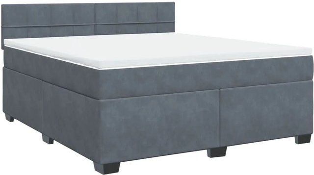 vidaXL Boxspringbett mit Matratze Dunkelgrau aus Samt mit USB-Ladeport und Unterbettbeleuchtung B/T: 180 x 200 cm - Bild 1