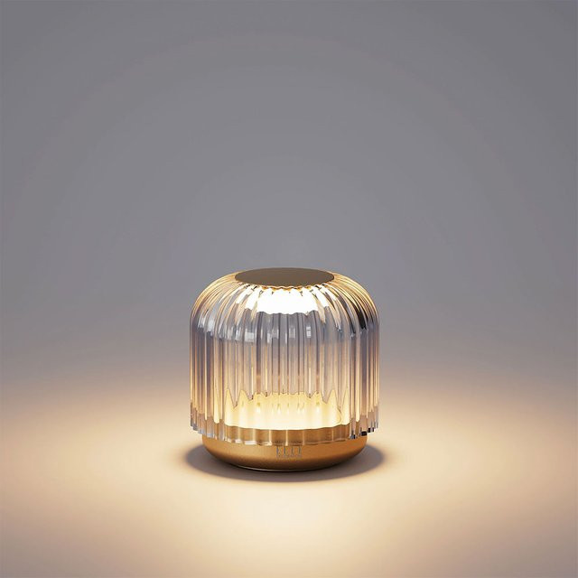 ELLE Decoration Grenelle LED-Akkuleuchte in Gold mit Glas und dimmbarer Touch-Funktion - Bild 1