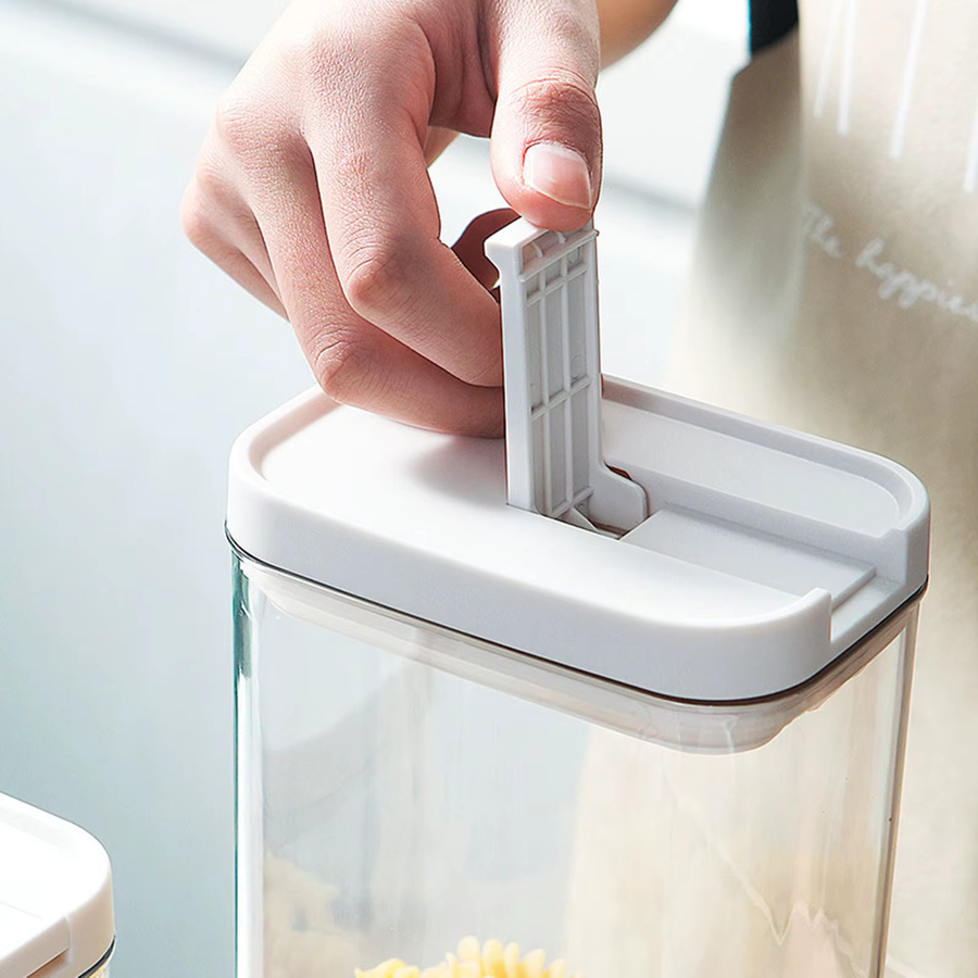 Transparente Küchen-Organizer-Aufbewahrungsbox aus Kunststoff mit auslaufsicherem Snap-Lid für Nudeln, Getreide, Snacks und Gewürze - Bild 3