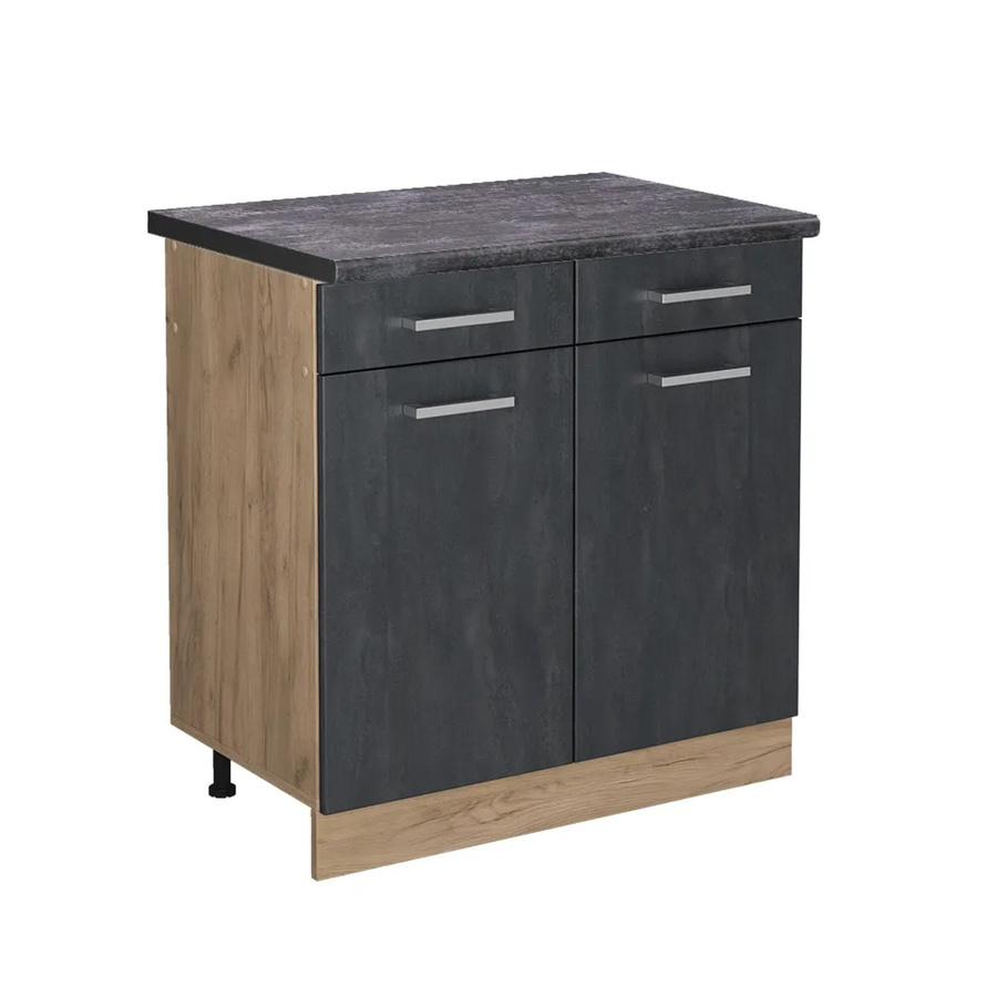 Vicco Küchenunterschrank R-Line Schubladenschrank in Schwarz Anthrazit mit Goldkraft Eiche Korpus, Breite: 80 cm - Bild 2