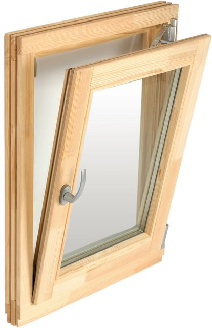 Panto Holzfenster Dreh/Kipp in Braun mit Aluminium, B/H: 90 x 90 cm, Tiefe: 6,8 cm, DIN Rechts - Bild 1