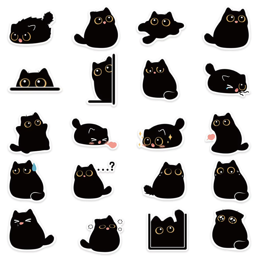 Charile Kawaii Aufkleber Schwarze Katze Vintage für DIY Scrapbooking, Laptop und Notebook - Bild 3