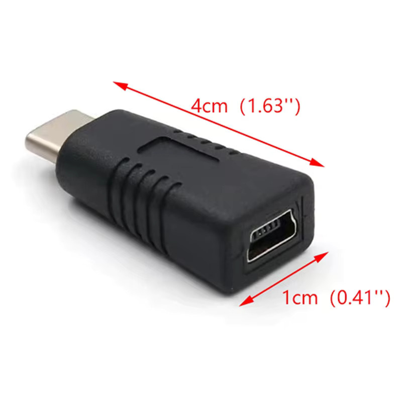 JINHF Mini-USB-Buchse auf USB-C-Stecker Adapter in Schwarz für Datenübertragung und Laden - Bild 4
