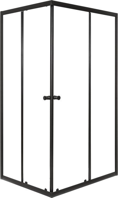 Kerra Duschkabine Olga SQ Eckduschkabine mit Schiebetür, B/T: 100 x 100 cm, Höhe: 180 cm, 4mm ESG Glas, Schwarz, Transparent - Bild 1