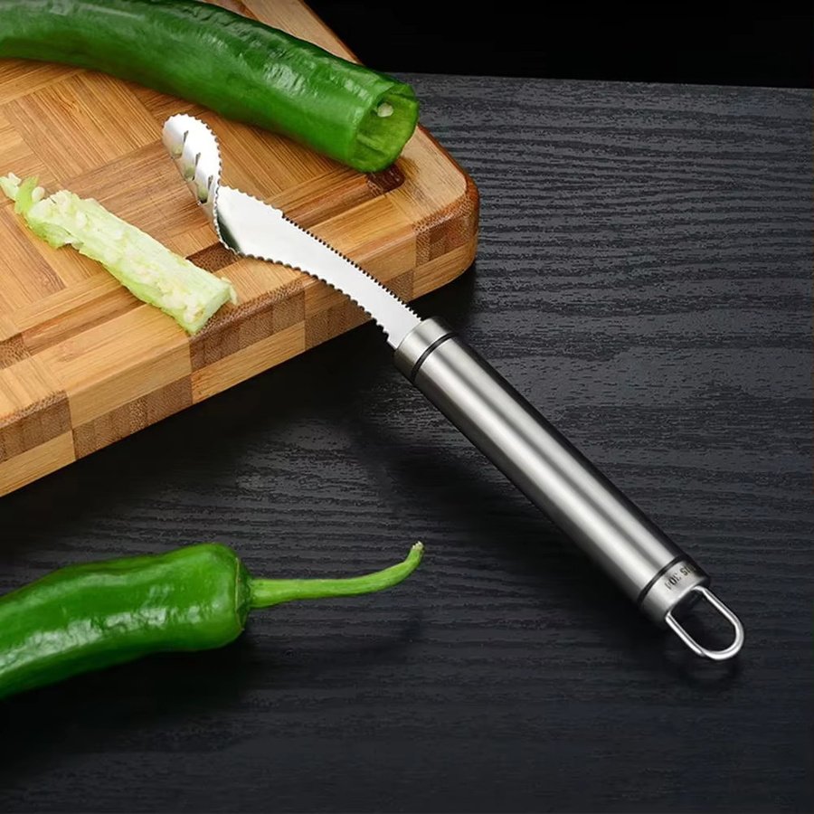 Edelstahl Kernentferner für Paprika und Gemüse in Silber - Bild 3