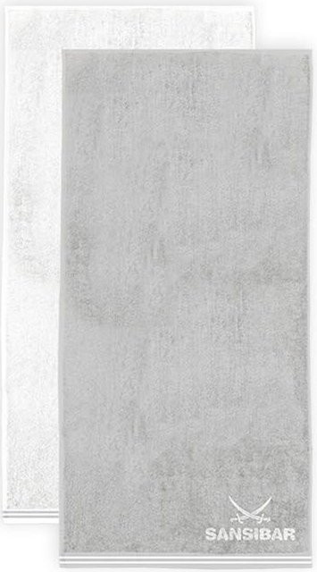 Duschtuch SANSIBAR aus Baumwolle in Grau und Weiß mit grafischem Design - Bild 1