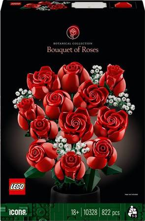 LEGO Icons Rosenstrauß 10328 – Florales Set in Rot, Grün und Weiß