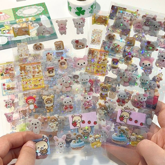 TAKARA TOMY Rilakkuma Aufkleber, 5-teiliges Set, glänzend, wasserfest - Bild 1
