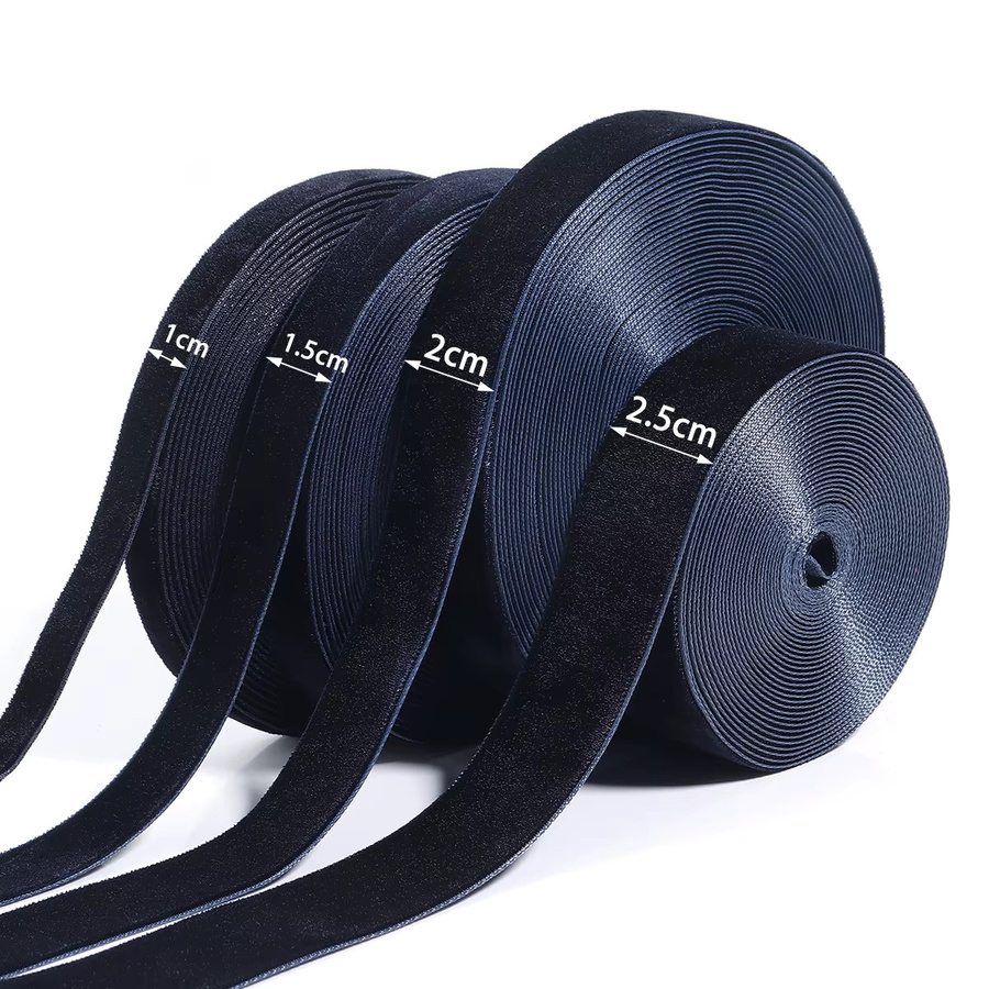 Dunkelblaues Samtband mit Beflockung für DIY-Dekorationen und Geschenkverpackungen - Bild 2
