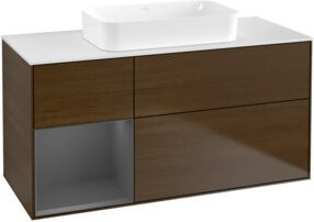 V&B Waschtischunterschrank Finion in Anthrazit mit Walnuss Furnier, B/T: 120 x 60 cm - Bild 1