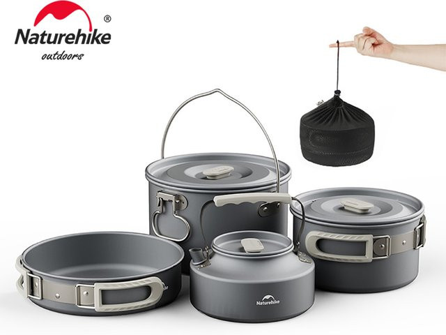 Naturehike Camping Kochgeschirr Set mit Bratpfanne und Wasserkocher für Outdoor und Picknick - Bild 1