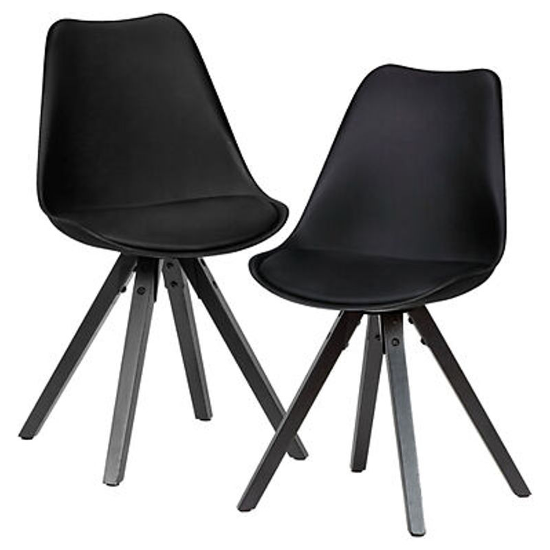 2er Set Esszimmerstühle Wohnling in Schwarz aus Kunstleder und Hevea Massivholz, Höhe: 87 cm, Breite: 52 cm, Tiefe: 49 cm - Bild 2