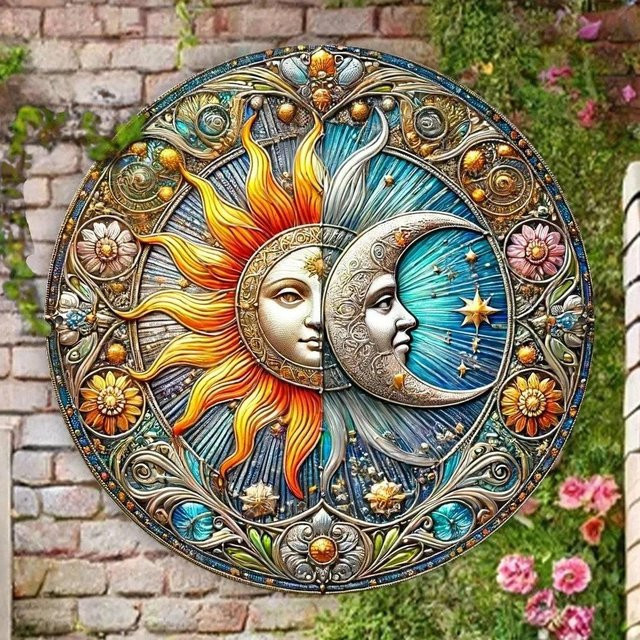 CIFbuy Vintage Solar Mondlicht Wandkunst aus Metall für den Garten in Weiß - Bild 1