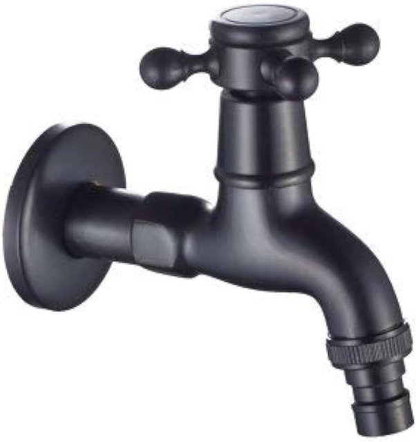 Gotrays Außenwasserhahn aus Messing in Mattschwarz für Garten, Balkon und Waschküche, Wandmontage mit NPT 1/2 Zoll Anschluss - Bild 1