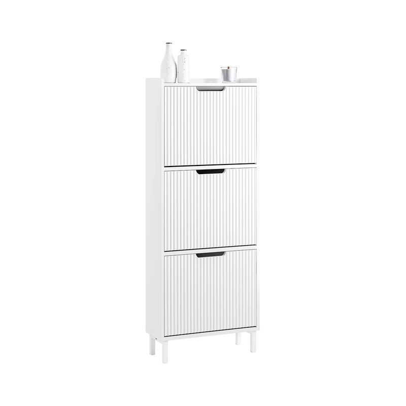 SoBuy Schuhkipper FSR177-H Schuhschrank mit 3 Klappen in Weiß für Flur und Diele - Bild 2