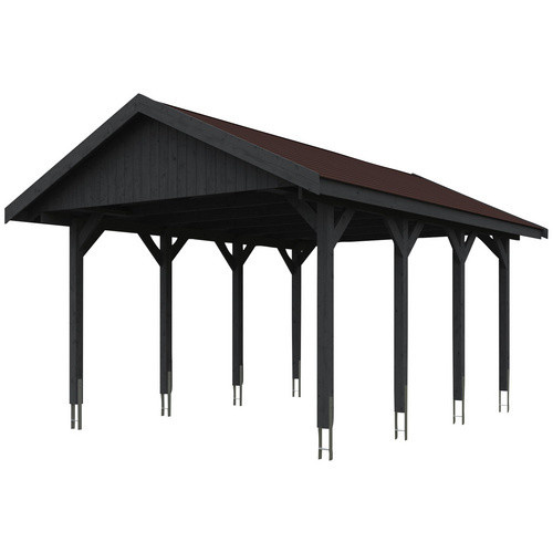 Skan Holz Carport Wallgau Satteldach aus Nadelholz in Grau mit Bitumendachpappe B/T: 430 x 600 cm, Höhe: 326 cm - Bild 3