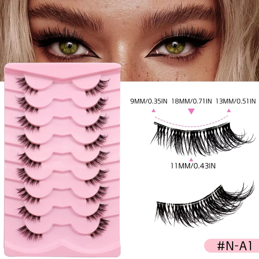 Veltrinay Halbe Wimpern, Katzenwimpern, Künstlicher Nerz, Unisex - Bild 3