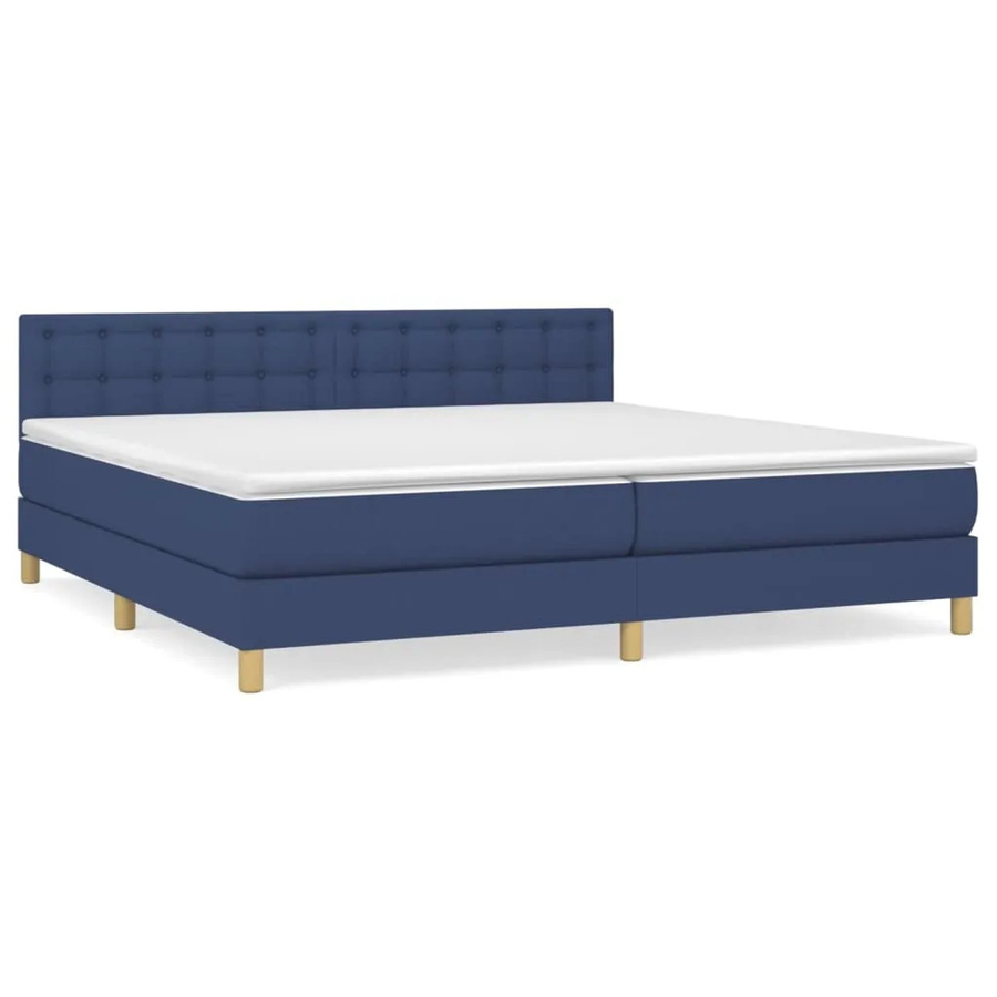 vidaXL Boxspringbett Hybrid mit Matratze Blau und Weiß, B/T/H: 200 x 200 x 88 cm - Bild 2