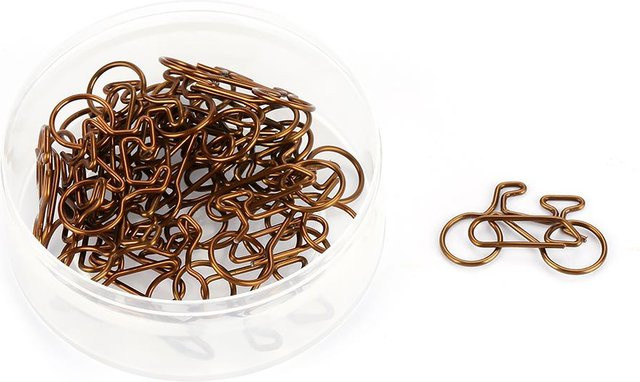 Neoglint Büroklammern in Fahrradform aus Metall, 20 Stück, Braun - Bild 1