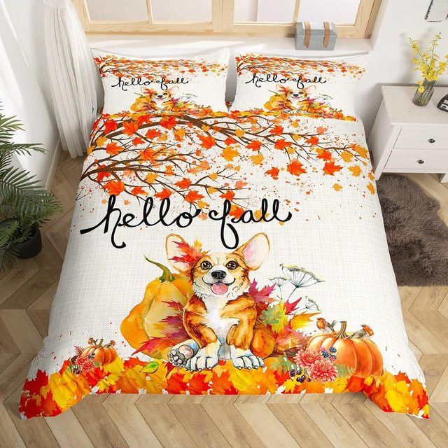 JMG Household Supplies Bettwäscheset mit Hunde-Motiv Mops Corgi Shiba, Bettbezug und Tagesdecke, B/H: 135 x 200 cm - Bild 1
