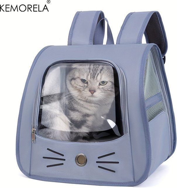 KEMORELA Haustier-Trägerrucksack für Katzen und kleine Hunde, transparent und grau, atmungsaktiv, B/T/H: 35,0 x 35,0 x 35,0 cm - Bild 1