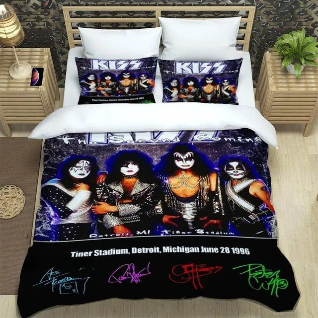 Softura KISS Band Bettwäsche-Set mit 3D-Druck, Mikrofaser, Mehrfarbig, B/H: 228 x 228 cm - Bild 1