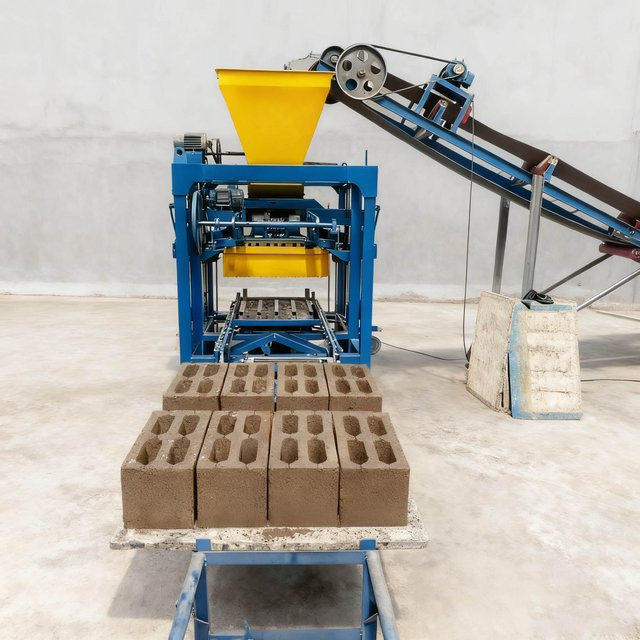 Halbautomatische Zementziegelmaschine für Betonhohlblocksteine in Blau - Bild 1