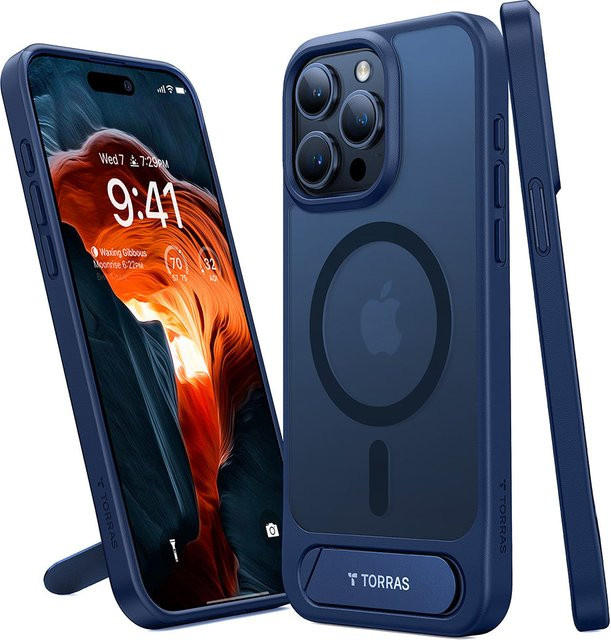 Torras MagSafe Schutzhülle für Apple iPhone 15 Pro Max mit Standfunktion in Marineblau - Bild 1