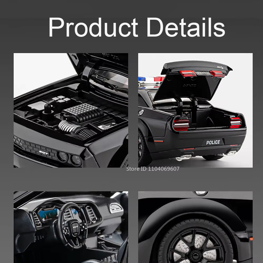 MAKEDA Hellcat Polizeiauto, Modell, 1:24, Metall, mit Licht und Sound - Bild 4