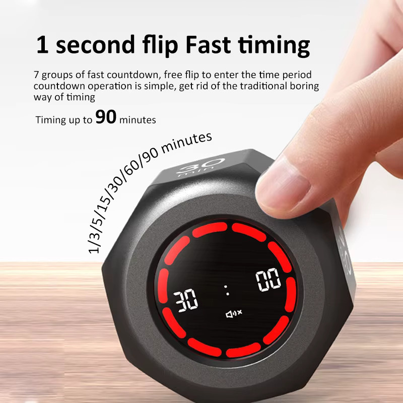 TINSOL Mini Schwerkraftsensor-Flip-Timer in Weiß mit 7 Voreinstellungen für Zuhause, Büro und Küche - Bild 2