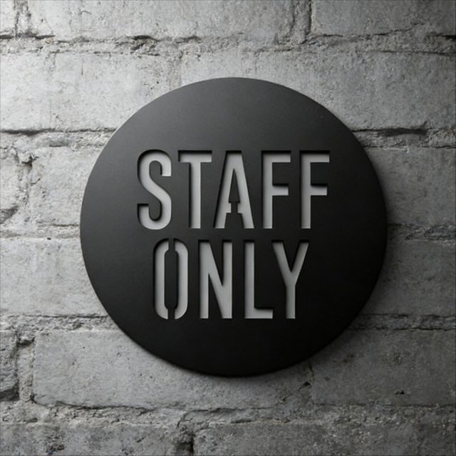 CIFBUY Selbstklebendes 3D-Acryl-Schild Nur für Mitarbeiter in Schwarz als runde Türdekoration für Büro und Restaurant - Bild 1