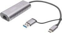 Digitus DN-3028 Netzwerkadapter USB-C und USB-A auf 2.5 GBit/s RJ-45 Ethernet LAN in Grau - Bild 1
