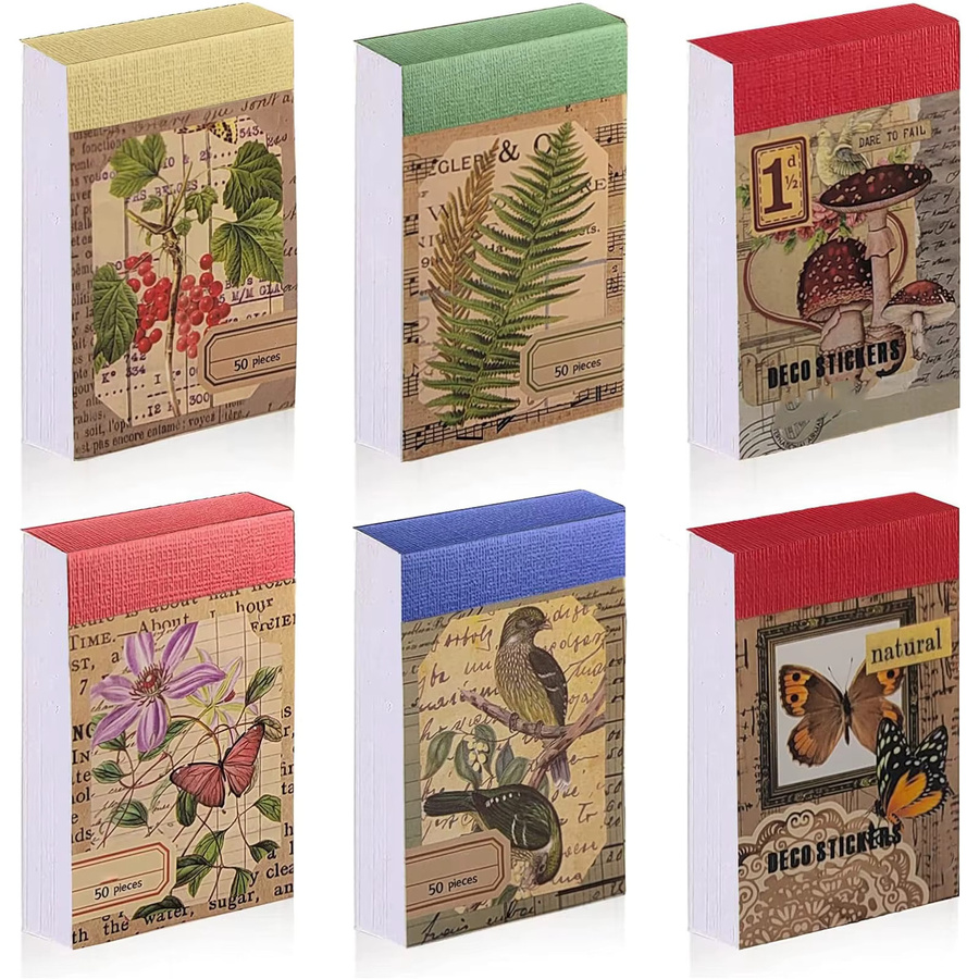 50 Blatt Naturpflanzen-Aufkleberbuch aus Washi-Papier in Multicolour als DIY-Dekoration und Sammelalbum für deine Schreibwaren - Bild 4
