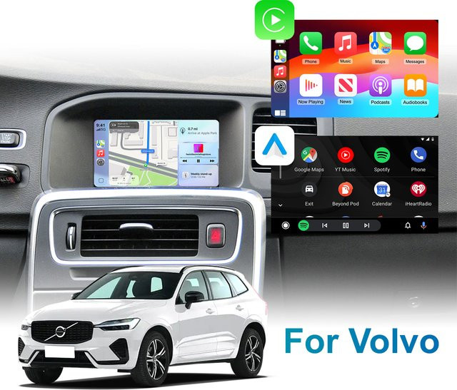 Ezonetronics Kabelloses CarPlay und Android Auto Nachrüstkit Decoder-Box für Volvo V40 V60 S60 XC60 V70 XC70 S80 (2010-2015) in Silber mit 7 Zoll Display - Bild 1