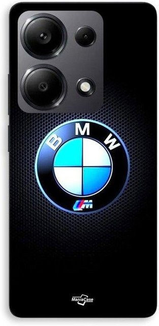 MANIACASE Silikon Handyhülle für Xiaomi Redmi Note 13 Pro 4G mit Carbon-Optik und leuchtendem BMW Logo M in Schwarz - Bild 1