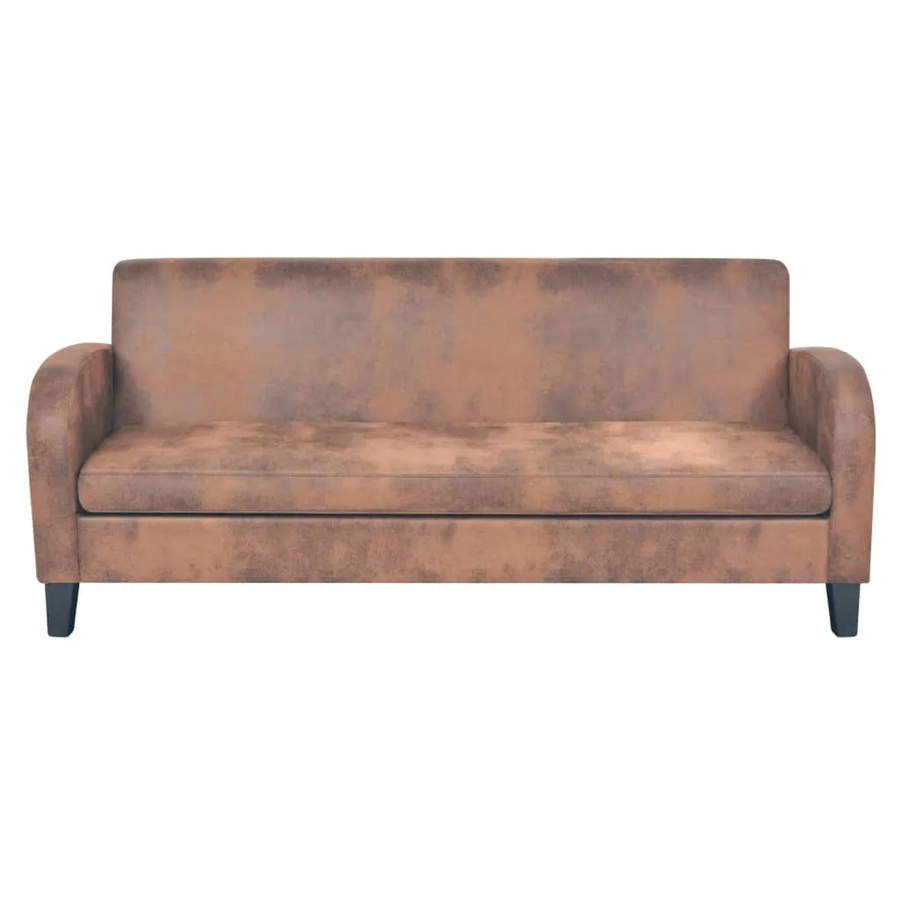 vidaXL 3-Sitzer Sofa im Vintage-Design aus Kunstleder und Massivholz in Braun, B/T/H: 183 x 70 x 76 cm - Bild 2