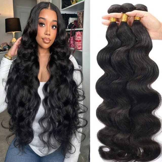 Fashowbeauty Body Wave Echthaar-Bündel, Schwarz, 12-32 Zoll, Damen - Bild 1