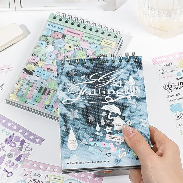 Mr.Paper Gap of Falling Rain Serie PET Retro Spiralsticker-Buch im Vintage Y2K-Stil für DIY Journal und Scrapbook Deko, 30 Blatt, Multicolour - Bild 1