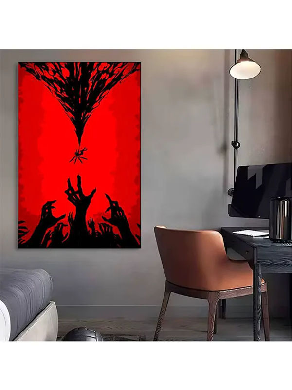 ULTRAKILL DIY Sticky Poster Vintage Kunstwerk in Weiß und Rot als abstrakte Wandmontage auf Papier - Bild 7