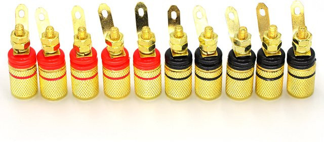 JCD 10er Set Lautsprecher DIY Terminal Stecker Vergoldet mit 4mm Bananensteckern in Gold und Rot - Bild 1